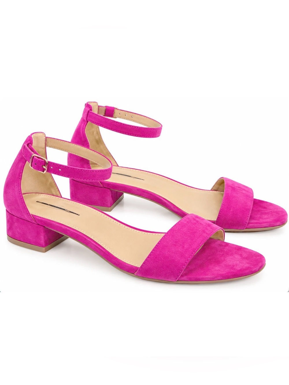 NEW LOFT ANN TAYLOR PINK ANKLE STRAP BLOCK SANDALS HEELS SHOES SIZE 7
